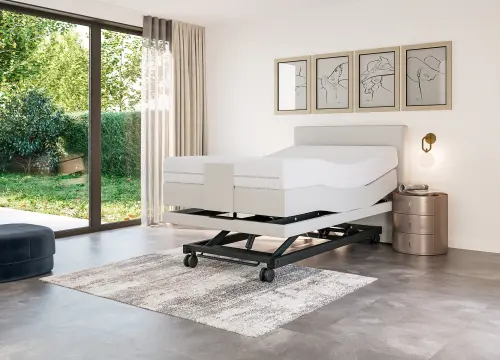 Boxspring Square eenpersoons Elektrisch Hoog-laag - Seniorenboxsprings - Contourbedden