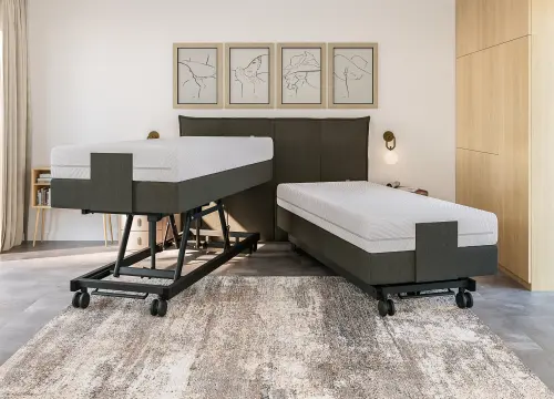 Boxspring Edge-XL tweepersoons Elektrisch Hoog-laag - Seniorenboxsprings - Contourbedden