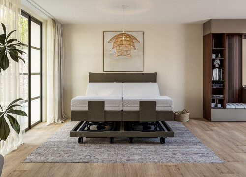 Boxspring Edge-XL tweepersoons Elektrisch Hoog-laag - Seniorenboxsprings - Contourbedden