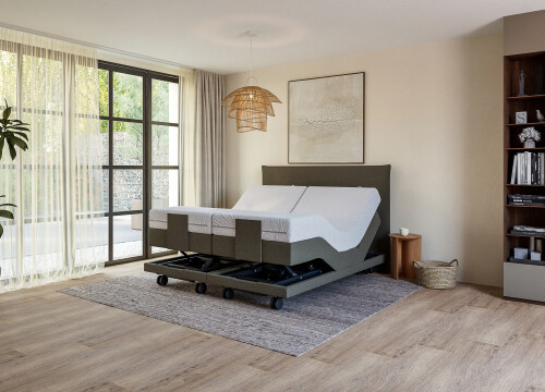 Boxspring Edge-XL tweepersoons Elektrisch Hoog-laag - Seniorenboxsprings - Contourbedden