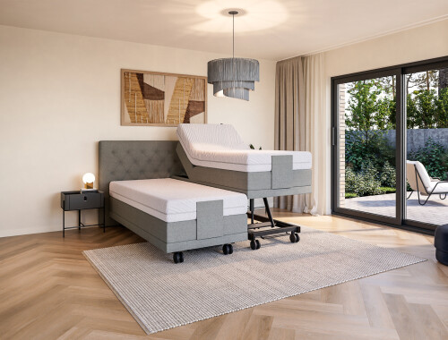 Boxspring Capiton Plus één en tweepersoons elektrisch verstelbaar  Hoog Laag - Assortiment - Contourbedden